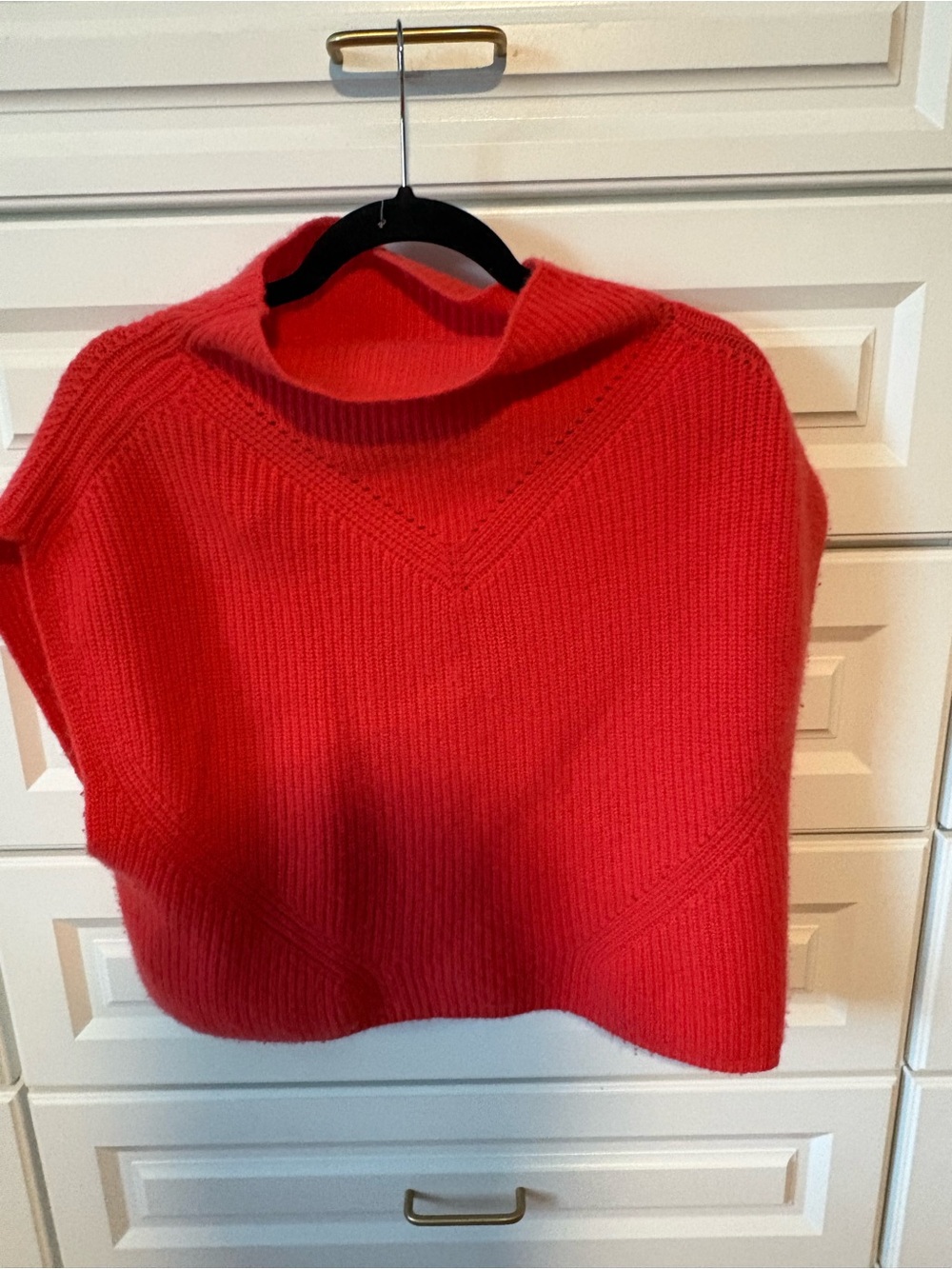 Anthropologie Cashmere Red Cowl Turtleneck Knit Sweater